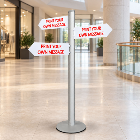 Direction Sign - 3 Arrows 1800mm Silver Pole and Base
