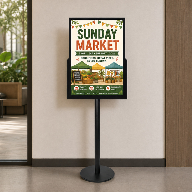 Black Ezi Pole A1 Double Sided Steel Sign
