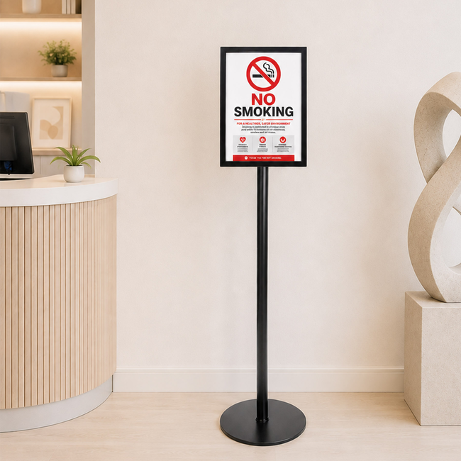 Black Ezi Pole A4 Double Sided Steel Sign 