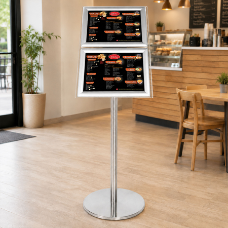 Ezi Pole with 2 A4 Landscape Square Cornered Snap Frames 