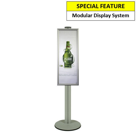 Half A1 Poster Holder on Silver Combo Pole 1800mm High - Single Sided