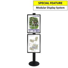 2 x A2 Poster Holder on Black Combo Pole 1800mm High - Single Sided