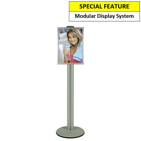 A2 Poster Holder on Silver Combo Pole 1800mm High - Single Sided