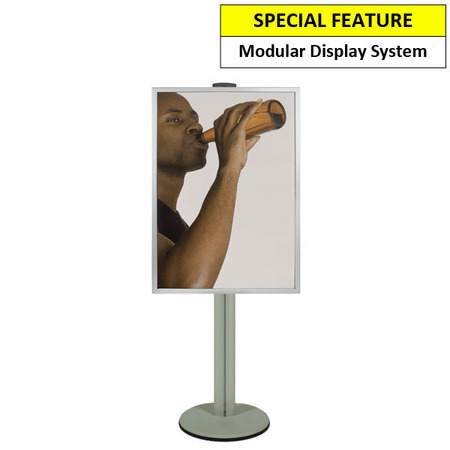 A0 Poster Holder on Silver Combo Pole 1800mm High - Single Sided