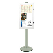 Magnetic Notice Board - Holds 6 x A4 Silver Combo Pole 1800mm High - Single Sided 
