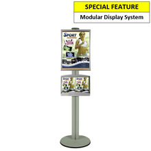 A2 Snap Frame and Brochure Trays Double Sided on 1.8m Silver Combo Pole