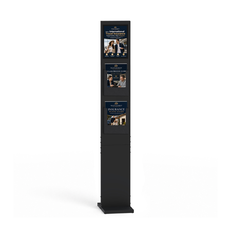Totem sign 1800mm Black A4 Sign and 2 Brochure Holders