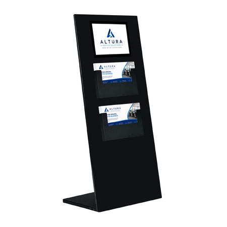 Black Wide Info Stand  - A4 Sign +  2 x A4 Landscape Brochure Holder