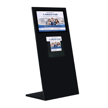 Black Wide Info Stand  - A3 Sign + A4 Steel  Brochure Holder