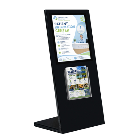 Black Table Information Stand - A4 Sign + A5 Brochure Holder