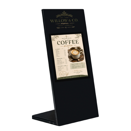 Black Table Information Stand - A4 Sign +  Printed Logo