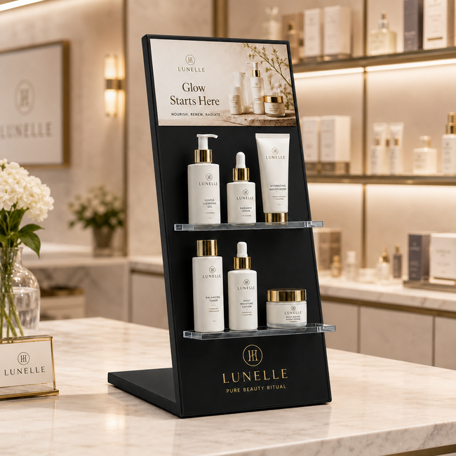 Black Table Information Stand - Shopfitter Customisable Display Stand