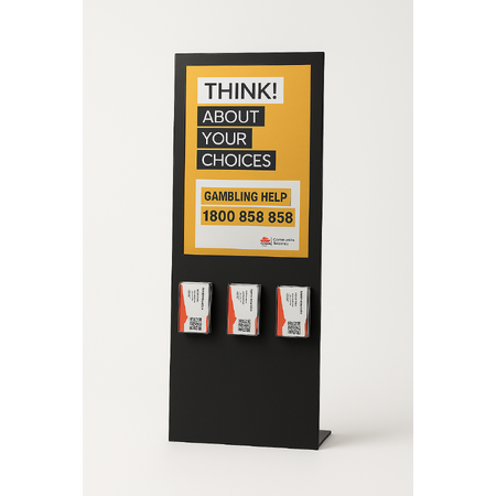 Black Compact Mod Info Stand with 1 A4 Poster Display and Business Card Holders