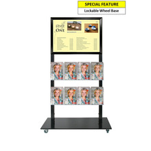 Black Mall Stand - A2 Snap Frame and 8 A5 Brochure Holders