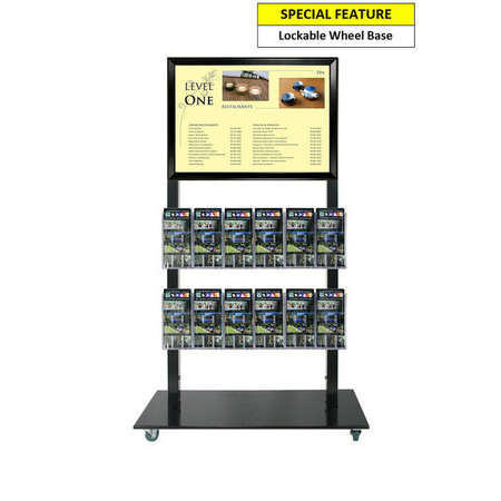 Black Mall Stand - A2 Snap Frame and 12 DL Brochure Holders