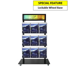 Black Mall Stand - Snap Header with 9 A4 Brochure Holders 