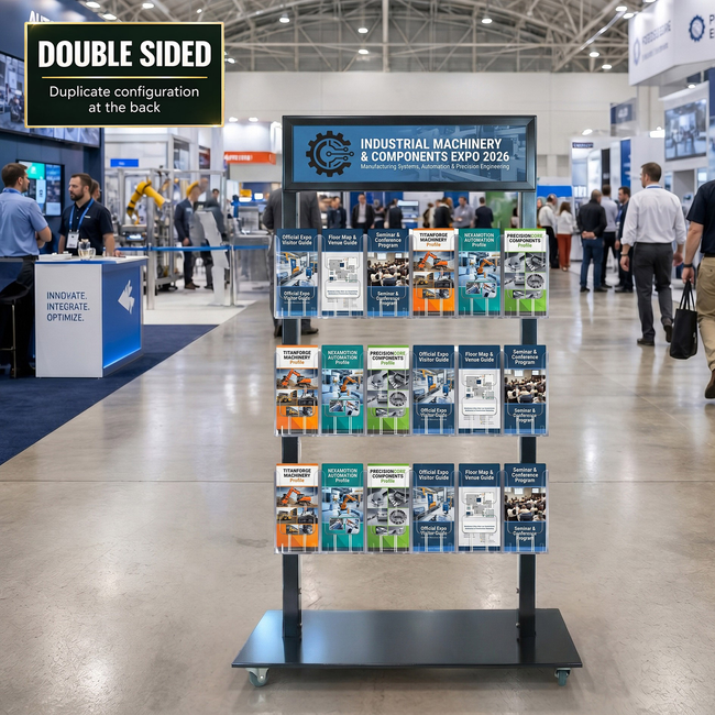 Black Mall Stand - Snap Header with 18 DL Brochure Holders Double Sided