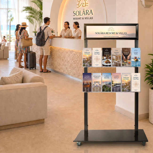 Black Mall Stand - Header and 12  DL Brochure Holders