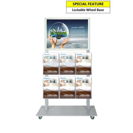 Silver Mall  Stand - A2 Snap Frame and 6 A4 Brochure Holders