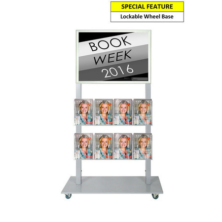 Silver Mall  Stand - A2 Snap Frame and 8 A5 Brochure Holders