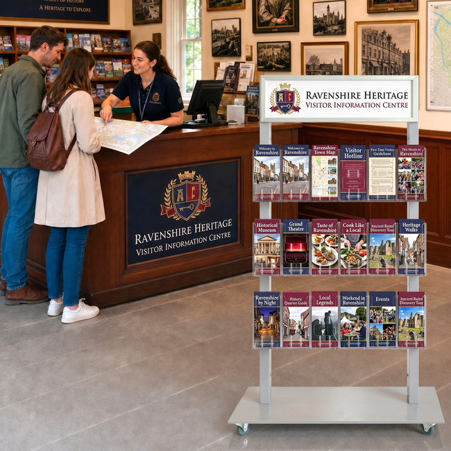 Silver Mall  Stand - Snap Header with 18 DL Brochure Holders