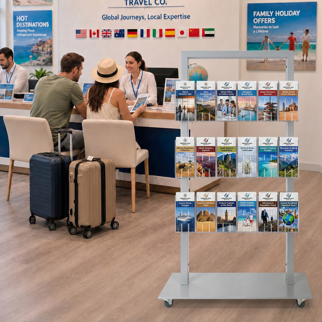 Silver Mall  Stand - 18 DL Brochure Holders 