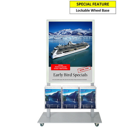 Silver Mall Stand - A1 Snap Header with 3 A4 Brochure Holders