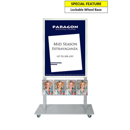 Silver Mall Stand - A1 Snap Frame with 4 A5 Brochure Holders