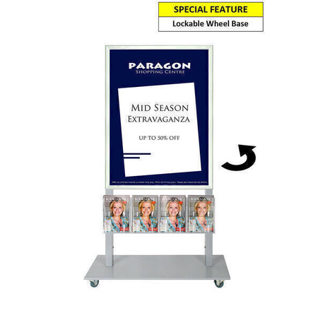 Silver Mall Stand - A1 Snap Frame with 4 A5 Holders Double Sided 