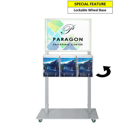 Silver Mall Stand - A2 Snap Frame with 3 A4 Holders Double Sided 