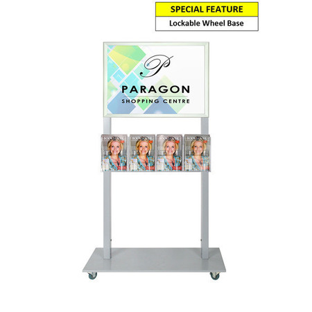 Silver Mall Stand - A2 Snap Frame with 4 A5 Brochure Holders