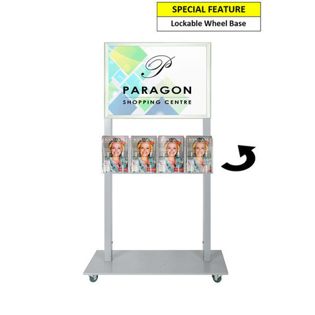 Silver Mall Stand - A2 Snap Frame with 4 A5 Holders Double Sided