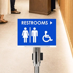 A4 Silver Landscape Sign Holder Clip attachment for Retractable Cassette Queue Barrier Pole
