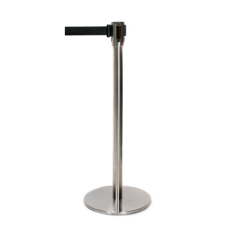 Premium Silver Retractable Barrier Pole and Black Cassette 