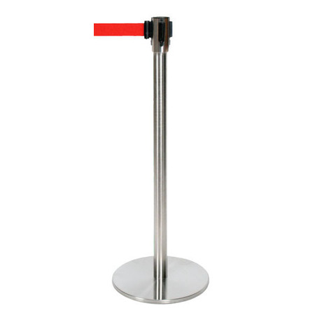 Premium Silver Retractable Barrier Pole and Red Cassette