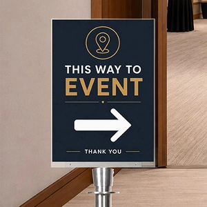 A3 Silver Portrait Sign Holder Clip attachment for Rope Queue Barrier Pole