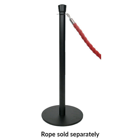 Black Rope Queue Barrier Pole and Base
