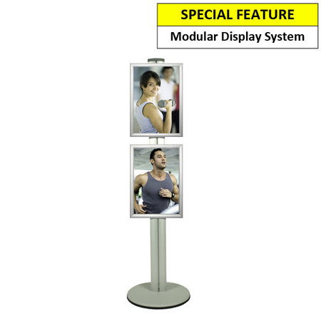 2 x A3 Poster Holder on Siver Combo Pole 1450mm High - Single Sided