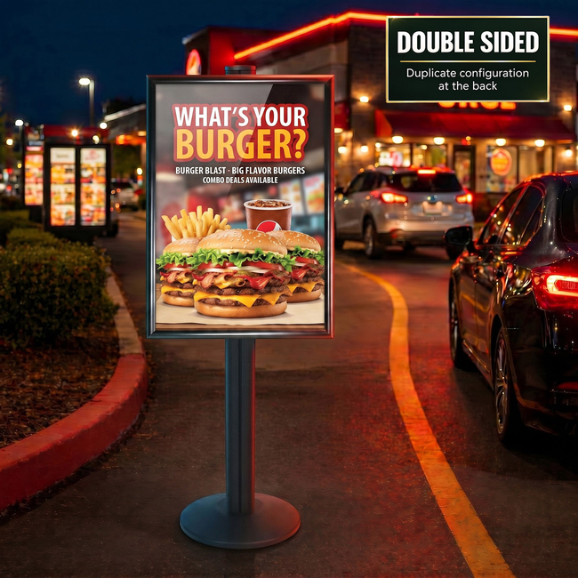 A1 Poster Holder on Black Combo Pole 1450mm High - Double Sided