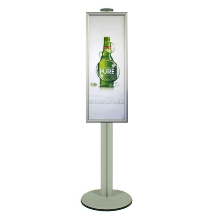 Half A1 Poster Holder on Silver Combo Pole 1450mm High - Single Sided