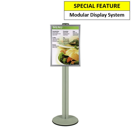 A2 Poster Holder on Siver Combo Pole 1450mm High - Single Sided