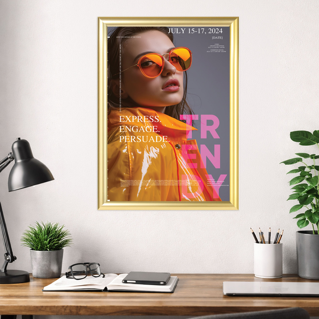 A4 Polished Gold Snap Frame