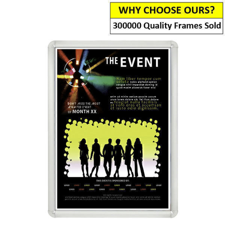 Silver A2 Slim Round Cornered 25mm Snap Frame