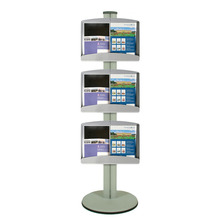 3 Brochure Trays on Silver Combo Pole 1450mm High - Single Sided