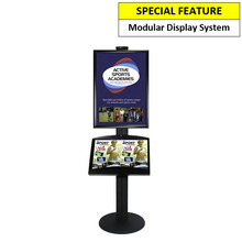A2 Frame with 1 Brochure Trays on Black Combo Pole 1450mm High - Double Sided