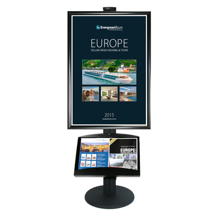 A1 Snap Frame and Brochure Tray Double Sided on 1.45m Black Combo Pole Double Sided