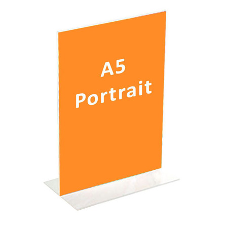 DOUBLE SIDED T-SHAPE SIGN HOLDER - A5 PORTRAIT
