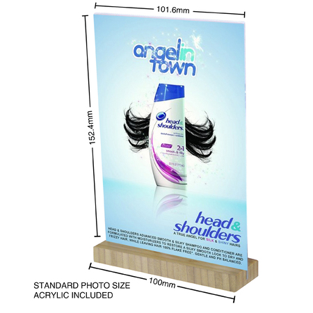 Wood Portrait 4x6 Inches Vertical Sign Holder