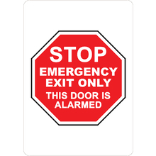 PRINTED ALUMINUM A2 SIGN - Stop Emergency Exit Only Sign