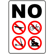 PRINTED ALUMINUM A3 SIGN - No Skateboarding, Bicycle, Roller Blading and Scooter Riding Sign